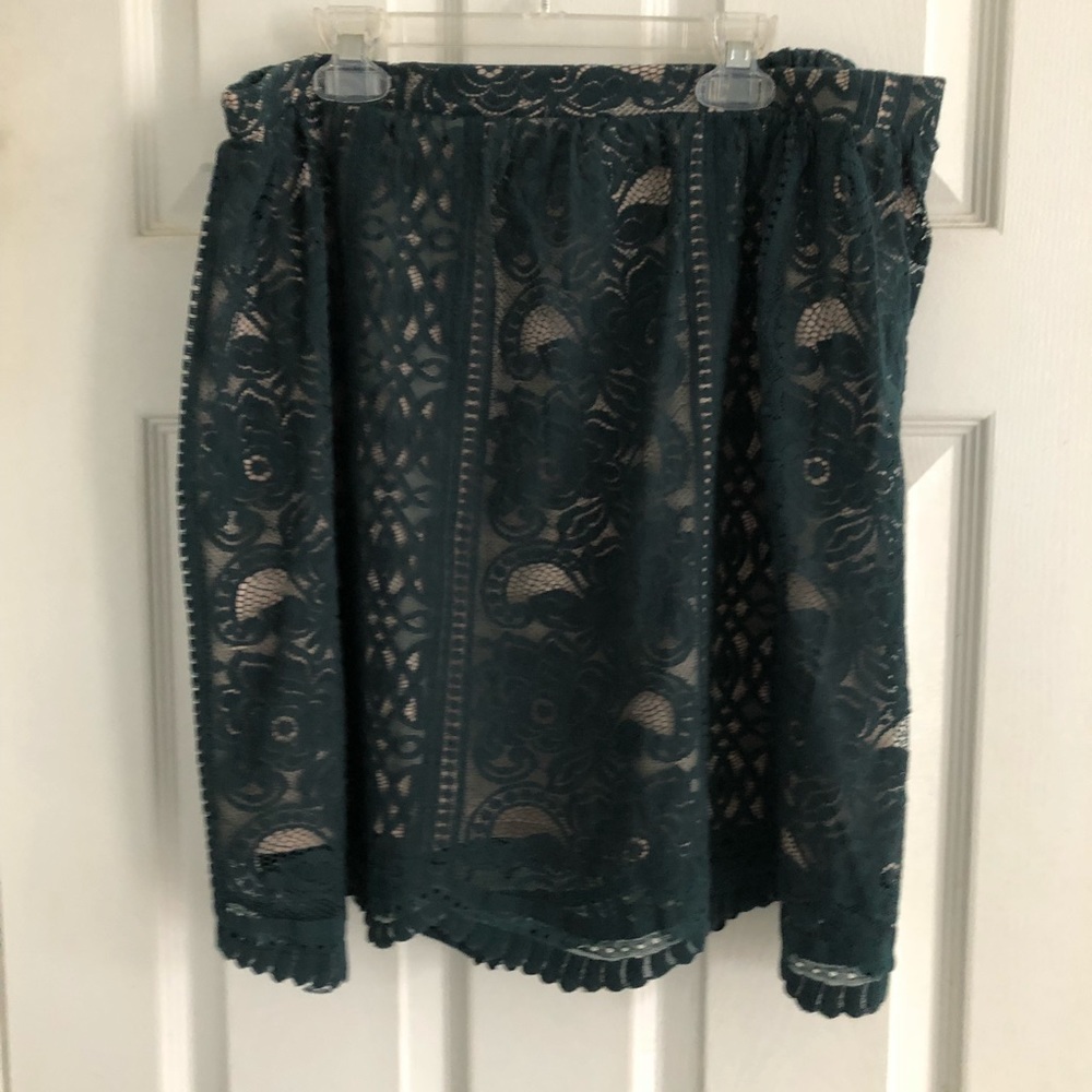 Xhilaration Green Lace Mini Skirt-Size XL